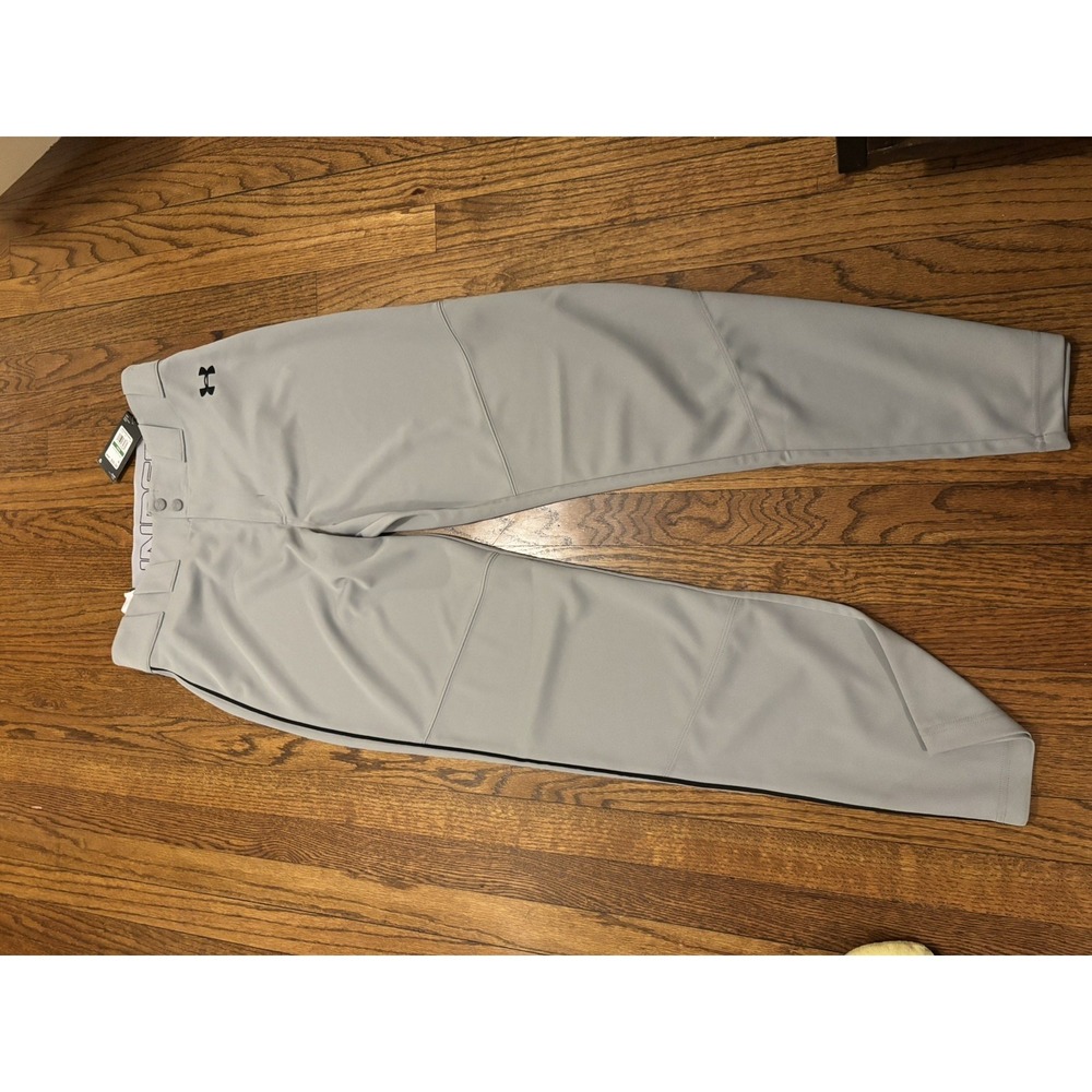 Under Armour Baseball Pants Men's L Grey Black  Loose Fit New With Tags